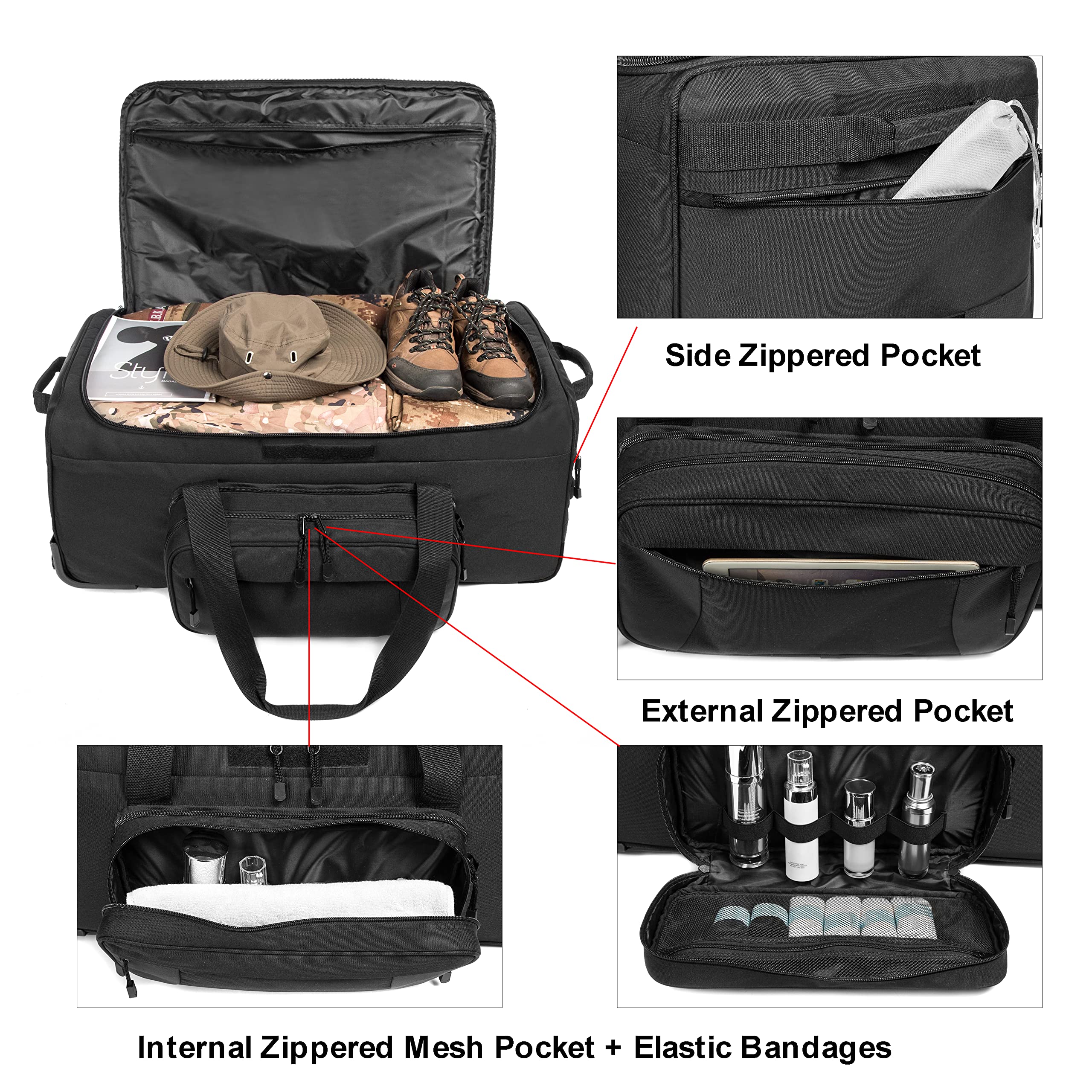 Wheeled Deployment Tactical Trolley Duffel Bags